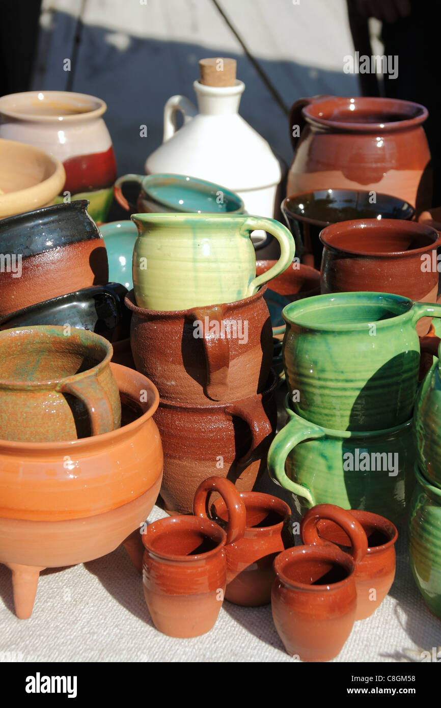 Pottery in Jomsborg Vikings village, Warsaw, Poland Stock Photo