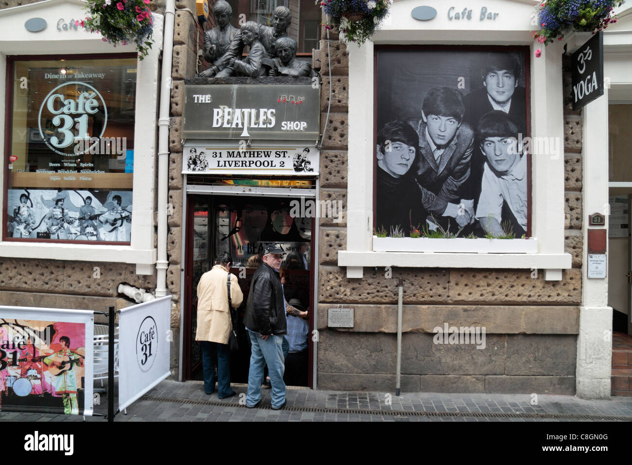 The Beatles Shop at 31 Mathew Street, Liverpool, England. Stock Photo