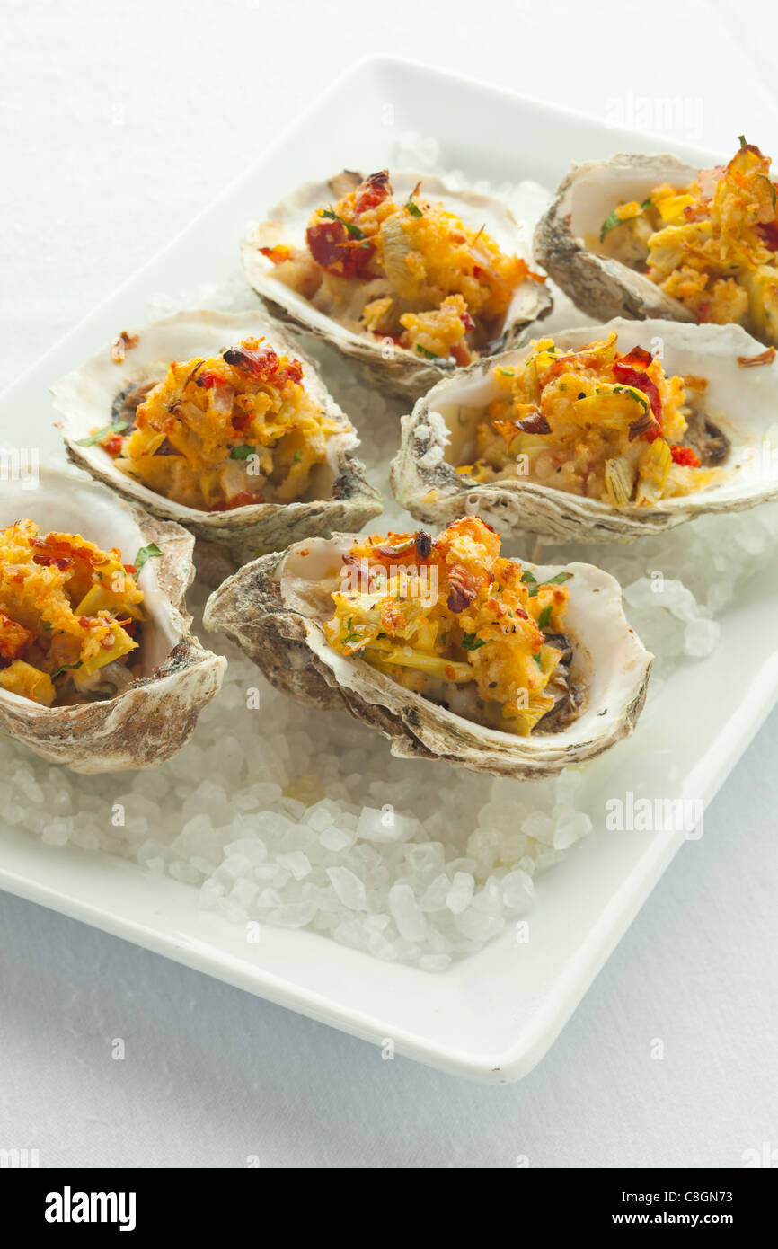 Stuffed Oysters food recipe Stock Photo Alamy