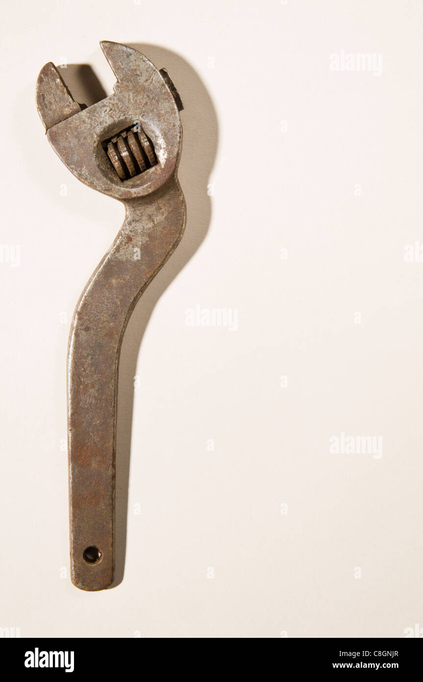 Rusty old adjustable Spanner Stock Photo Alamy
