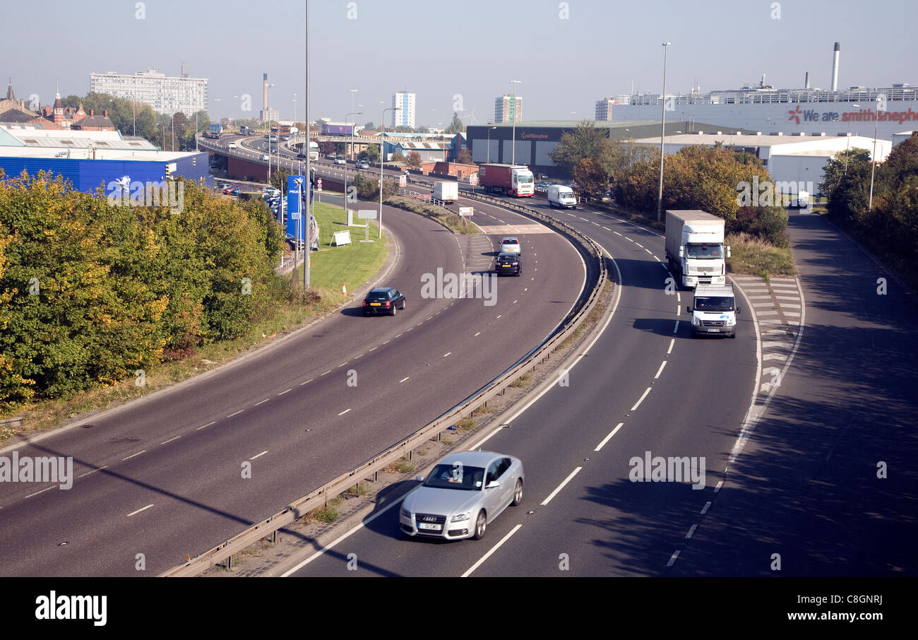 Dual carriageway A63 Hessle Road, Hull, Yorkshire, England Stock Photo