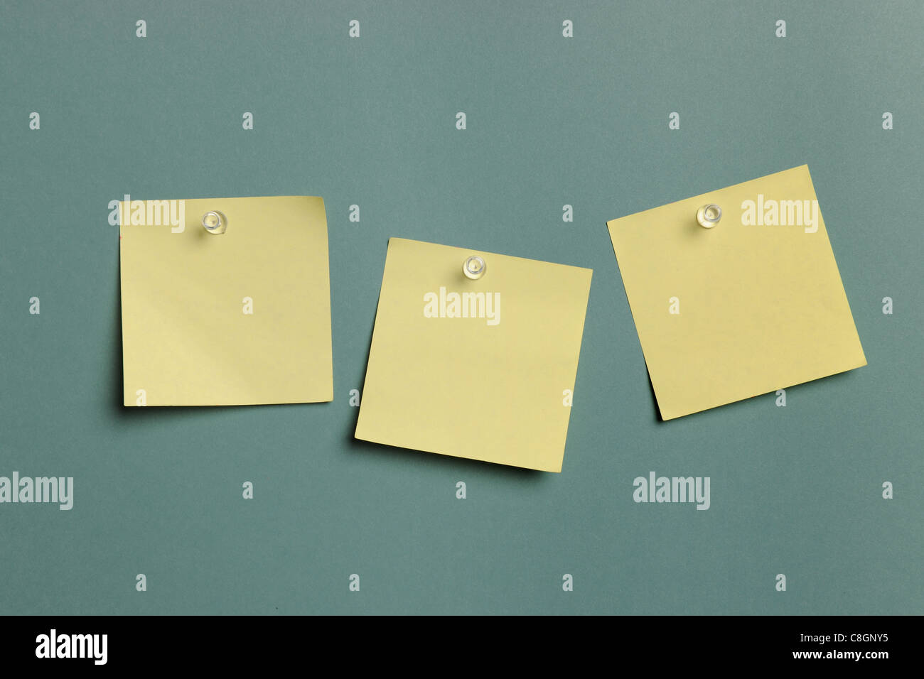 Sticky Notes isolated on a green background Stock Photo