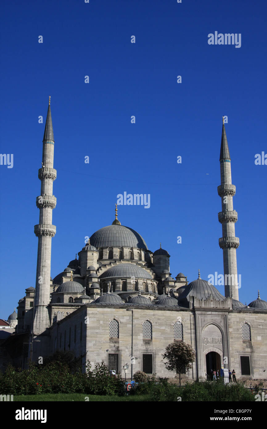 Istanbul, Turkey, Golden Horn, Halic, Eminönü, mosque, Yeni, minarets Stock Photo