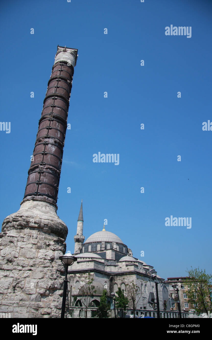 Istanbul, Turkey, Konstantinsäule, column, mosque, traveling, tourism, Cemberlitas Stock Photo