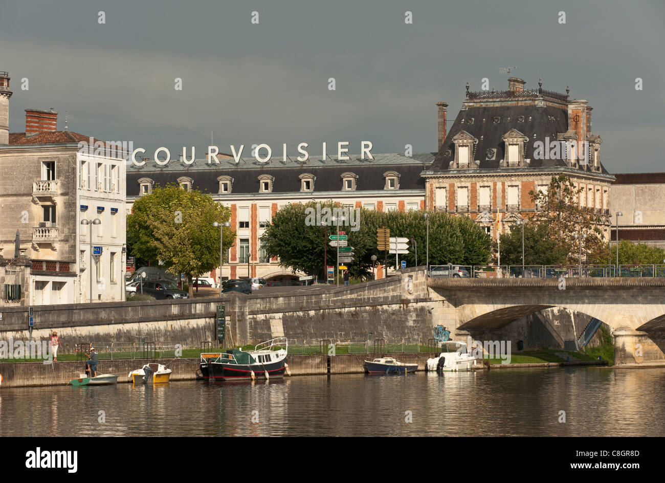 The cognac house of Courvoisier is established on the banks of the Charente river in the town of Jarnac, Charente, France Stock Photo