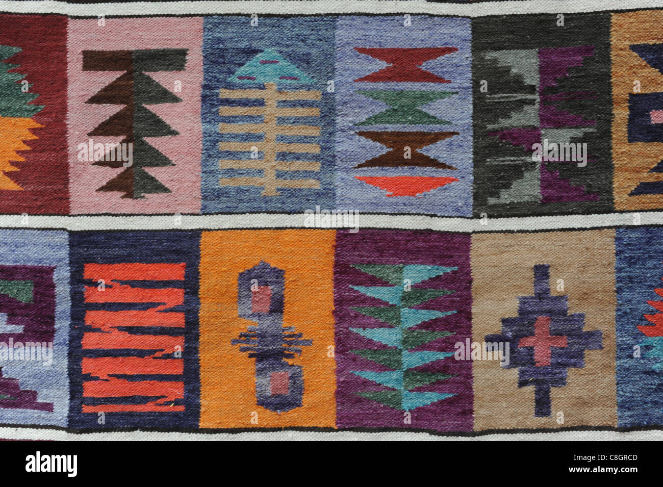 Argentina, South America, Purmamarca, Juiuy, textiles, dry goods, bright, colours, South American Indians, Inca, pattern, sample Stock Photo