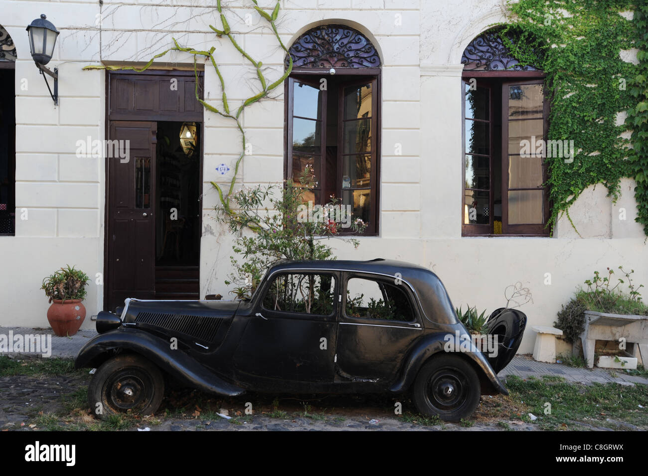 Uruguay, South America, Colonia del Sacramento, car, automobile, old-timer, old, facade Stock Photo