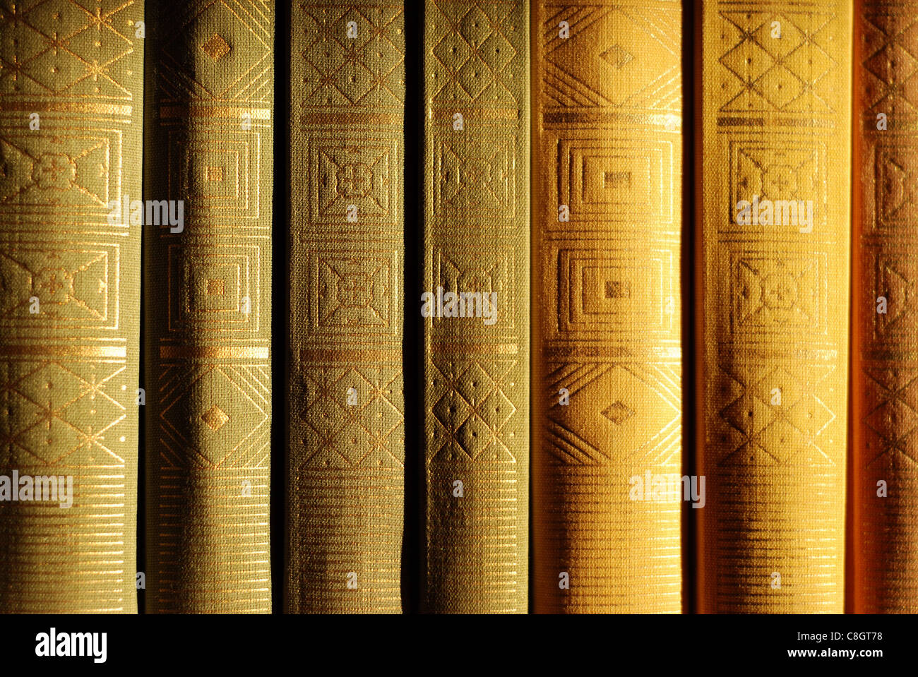 A bookshelf with books Stock Photo