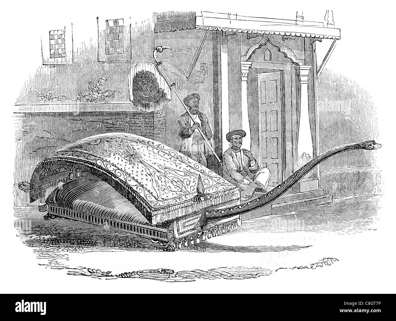 The J'Halleder or state Palanquin of Hindustan litter wheelless vehicle human powered transport lectica jiao sedan chairs Stock Photo