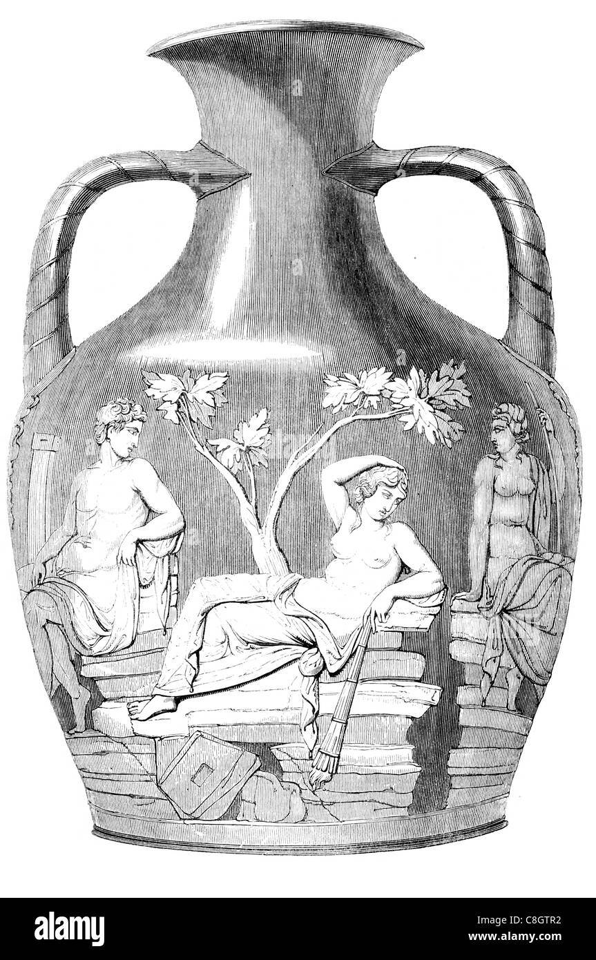 Portland vase cameo glass roman Black and White Stock Photos & Images