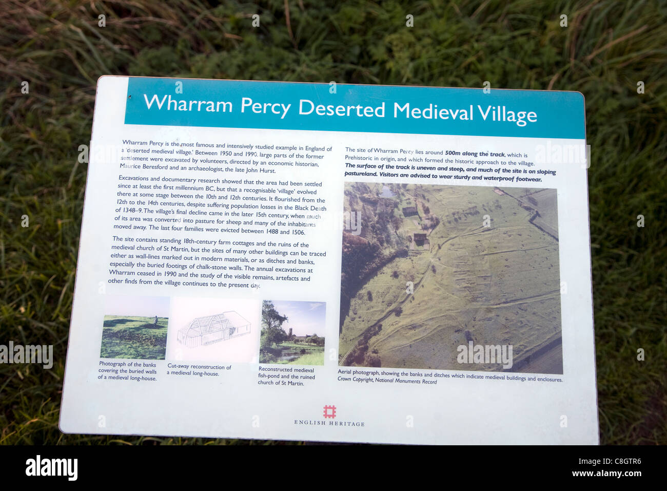 Information board medieval deserted village hires stock photography