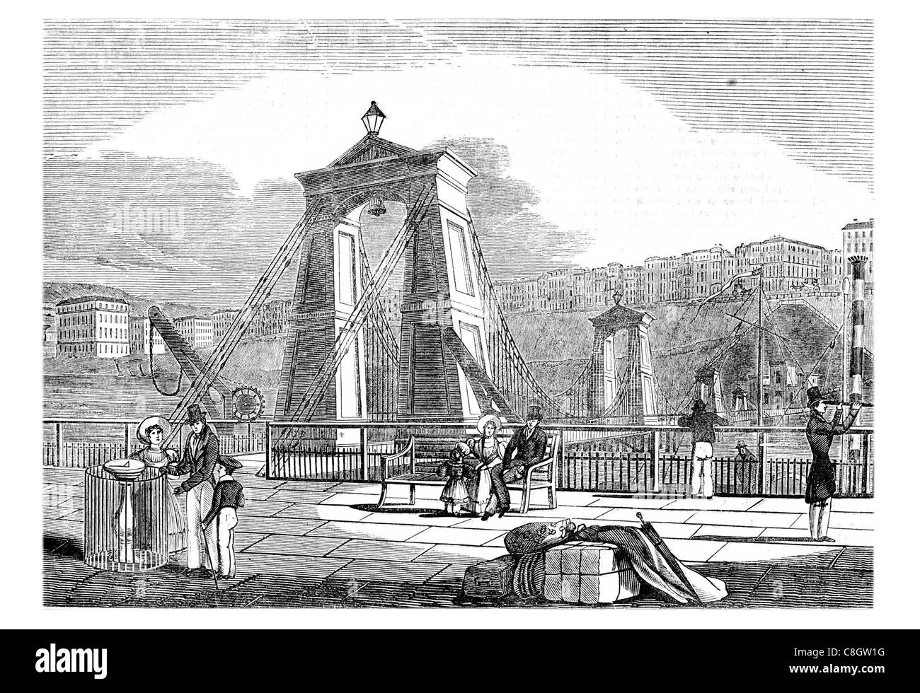 Outer extremity Royal Suspension Chain Pier Brighton England Captain Samuel Brown 1823 Toll booth coast Stock Photo