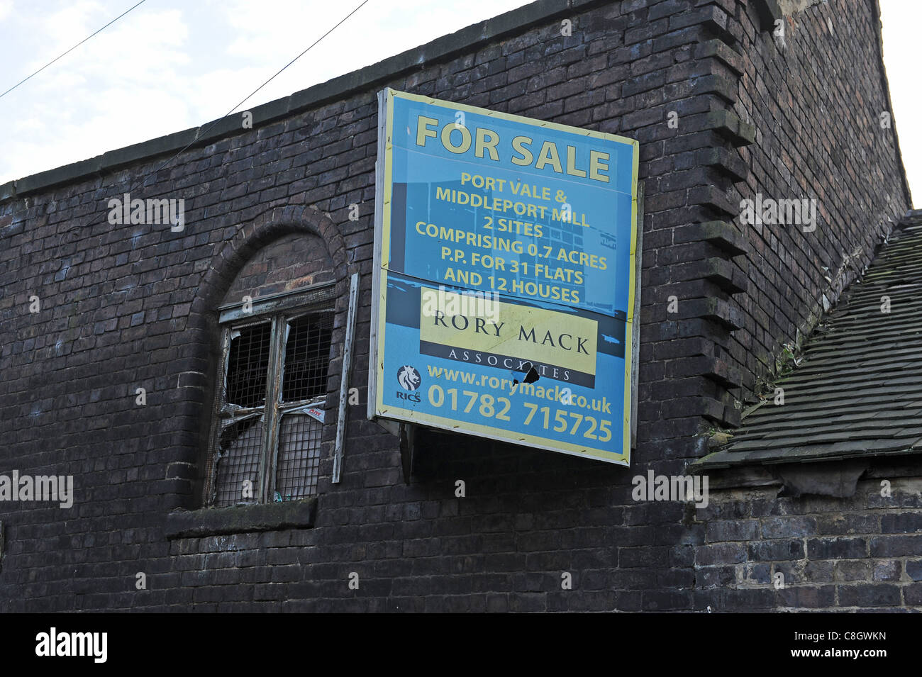 Derelict commercial property for sale Burslem Stoke on Trent Staffordshire Uk Stock Photo Alamy