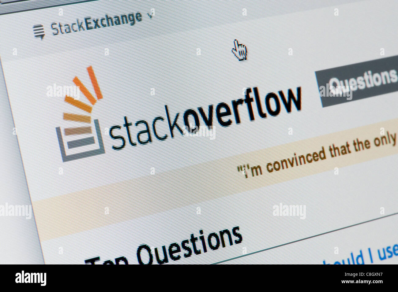 Close up of the Stack Overflow logo as seen on its website. (Editorial use only: print, TV, e-book and editorial website). Stock Photo