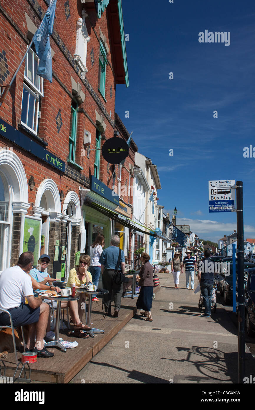 The busy High Street in Aldeburgh, Suffolk Stock Photo