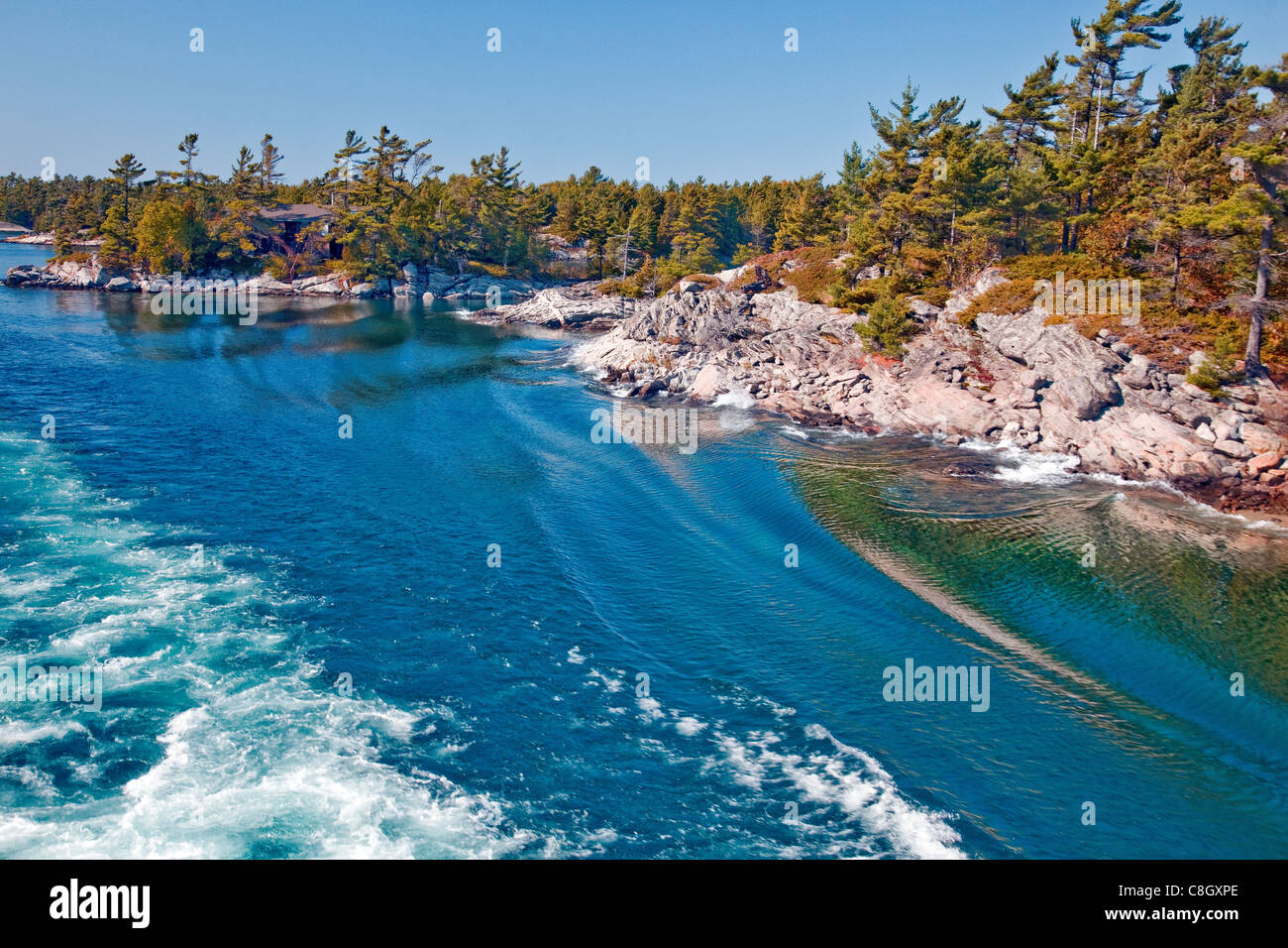 Canada;Ontario;10.000 Islands;Georgian Bay;Lake Huron;Perry Sound;Vacation Cottage Destination on rugged seashores. Stock Photo