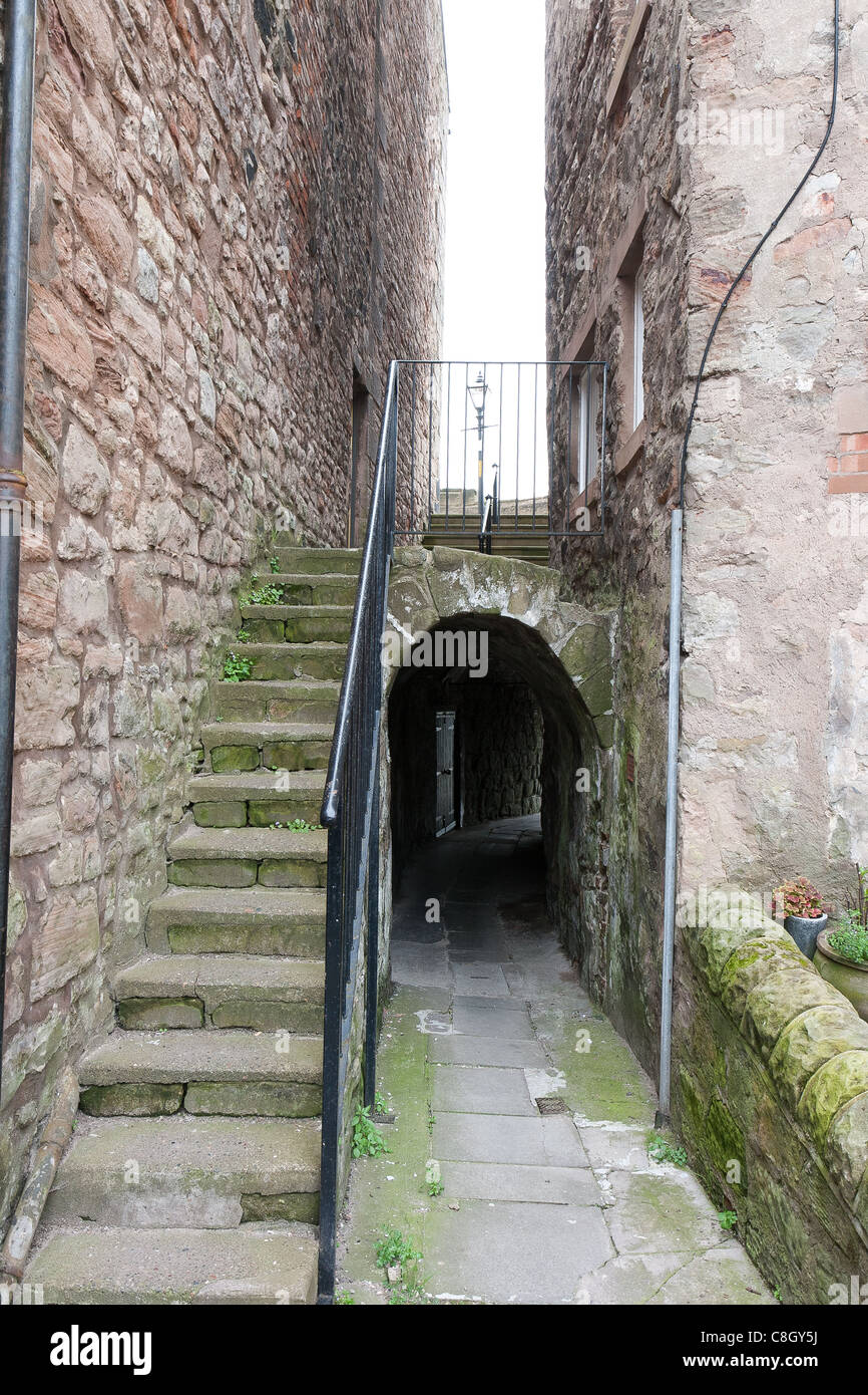 Lowry's Berwick upon Tweed - stairway and narrow alley. Stock Photo