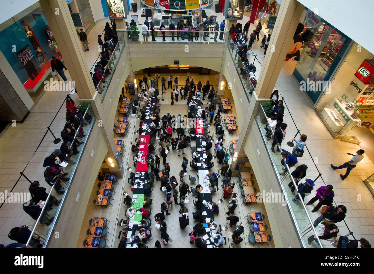 Job seekers attend a job fair in the borough of Queens in New York