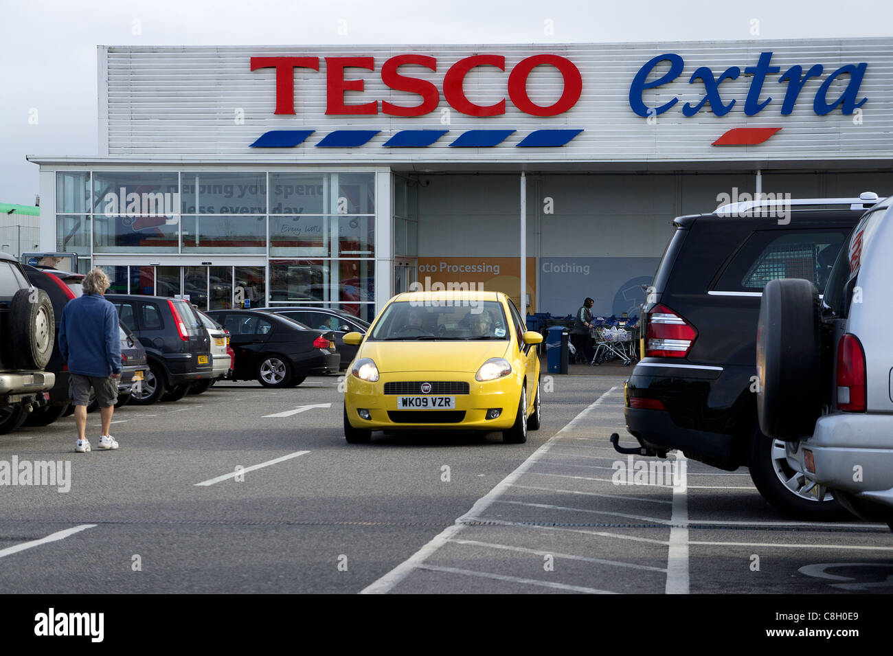 a tesco extra store in cornwall, uk Stock Photo