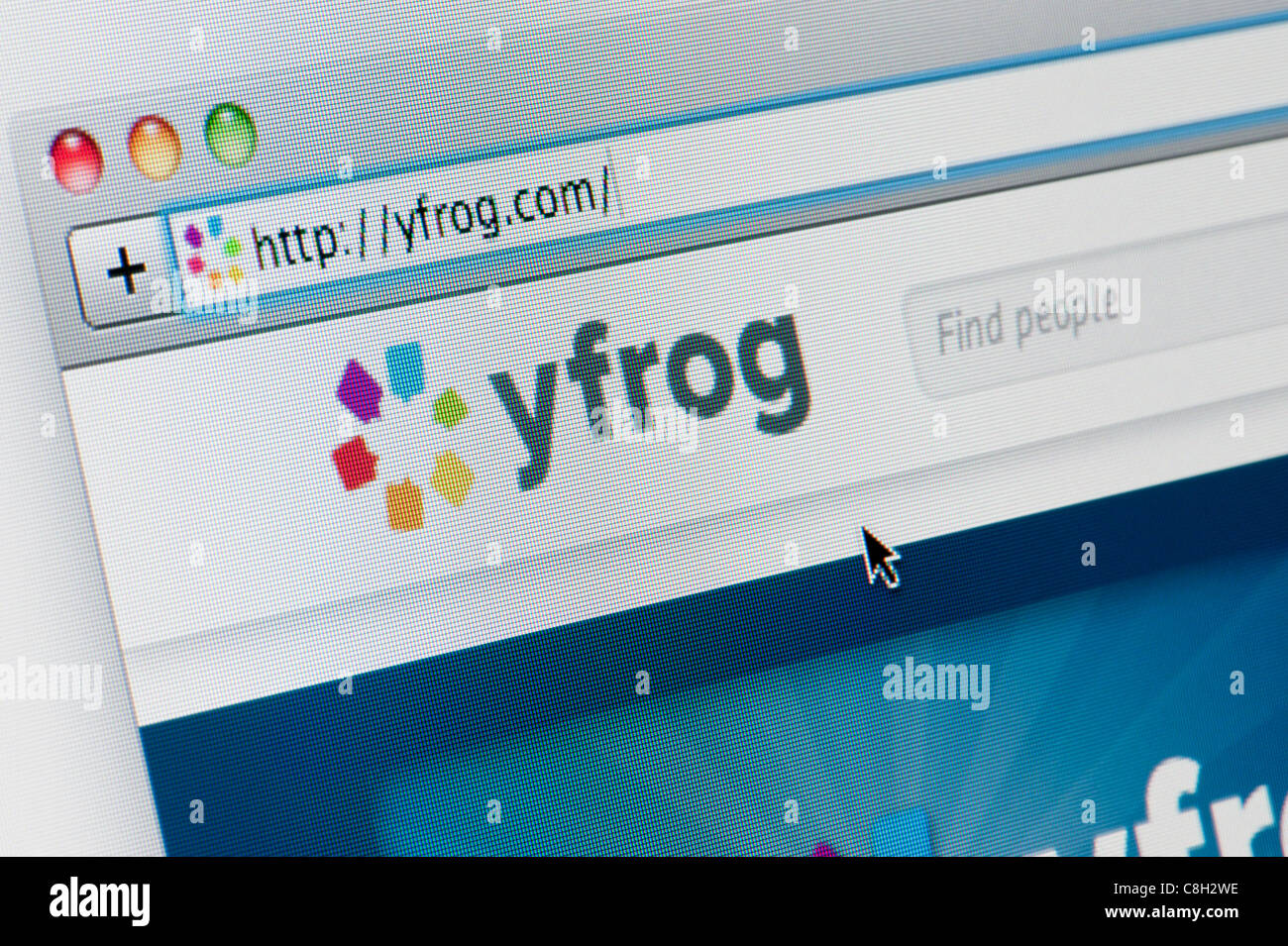Close up of the Yfrog logo as seen on its website. (Editorial use only: print, TV, e-book and editorial website). Stock Photo