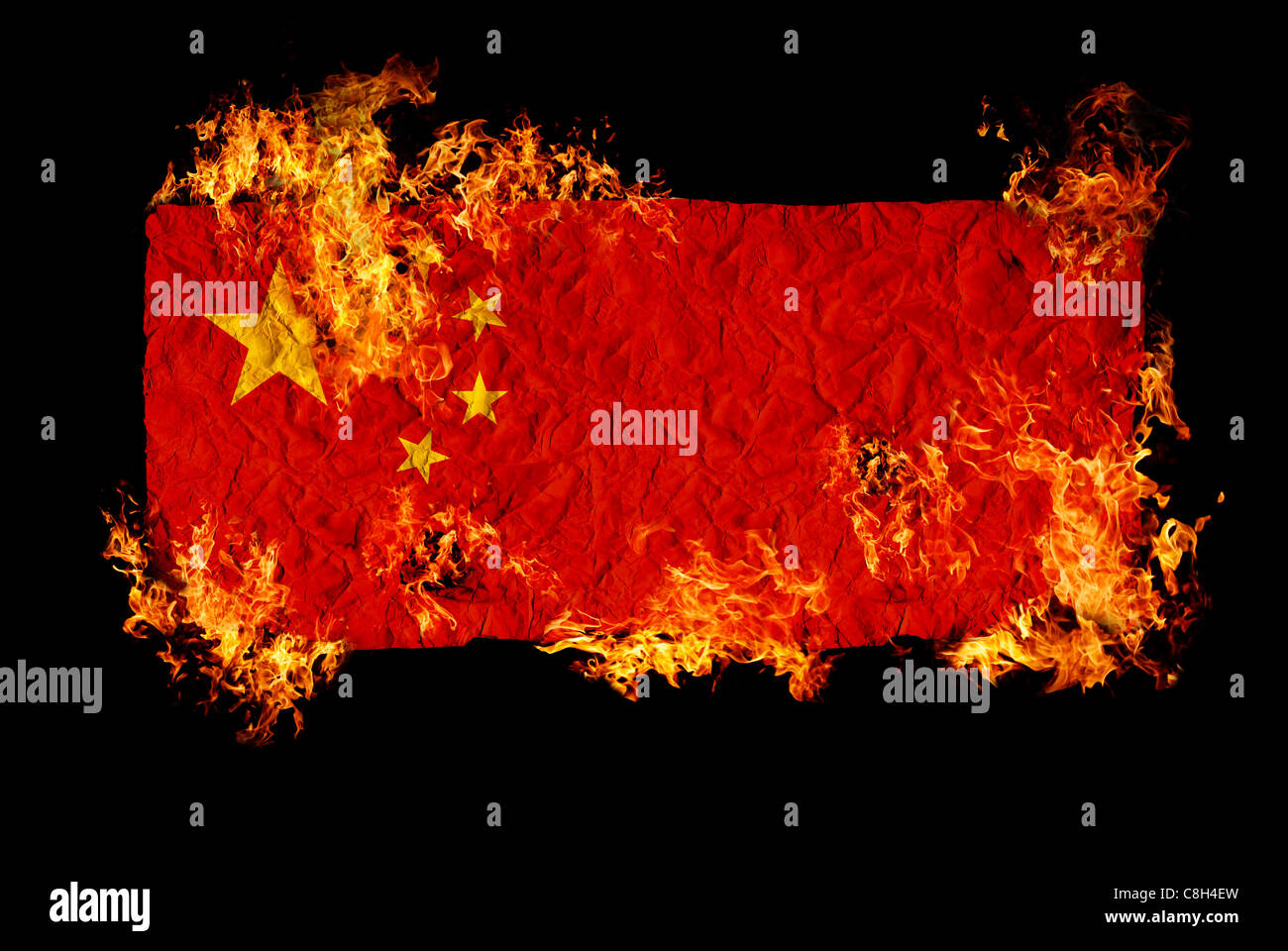 Chinese flag burning hi-res stock photography and images - Alamy