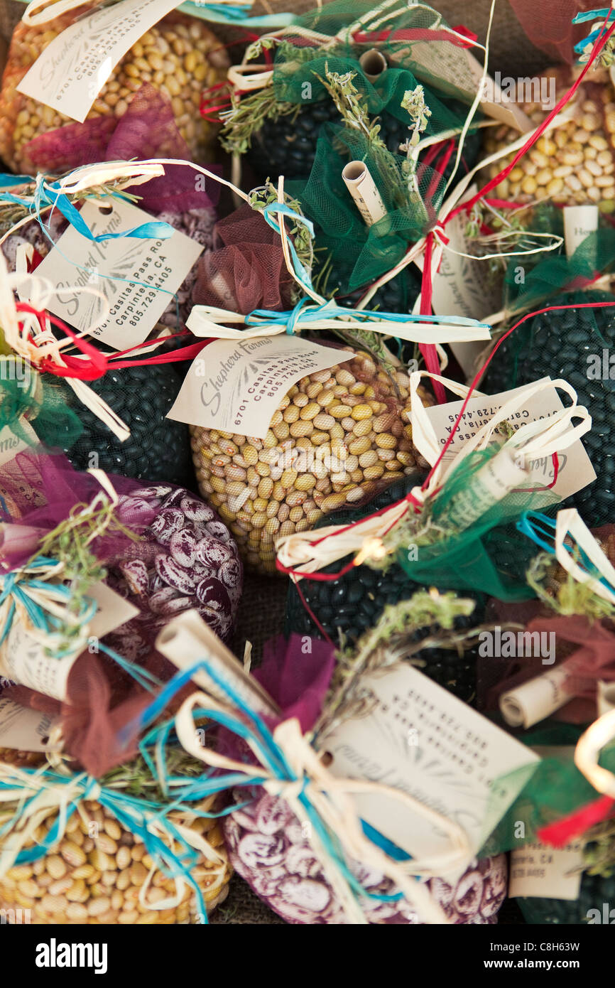 bags of calico lima beans are sold at Shephard Farm, Carpinteria