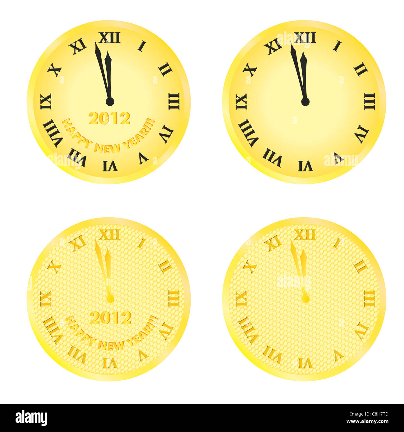 set of new year eve clocks Stock Photo Alamy