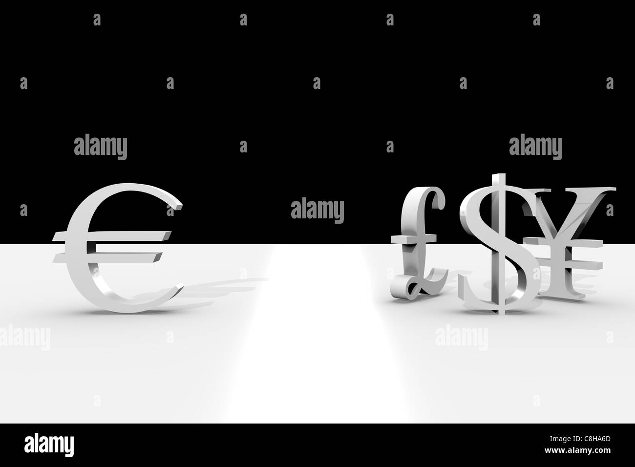 3d currency symbols on stylish black and white background Stock Photo ...