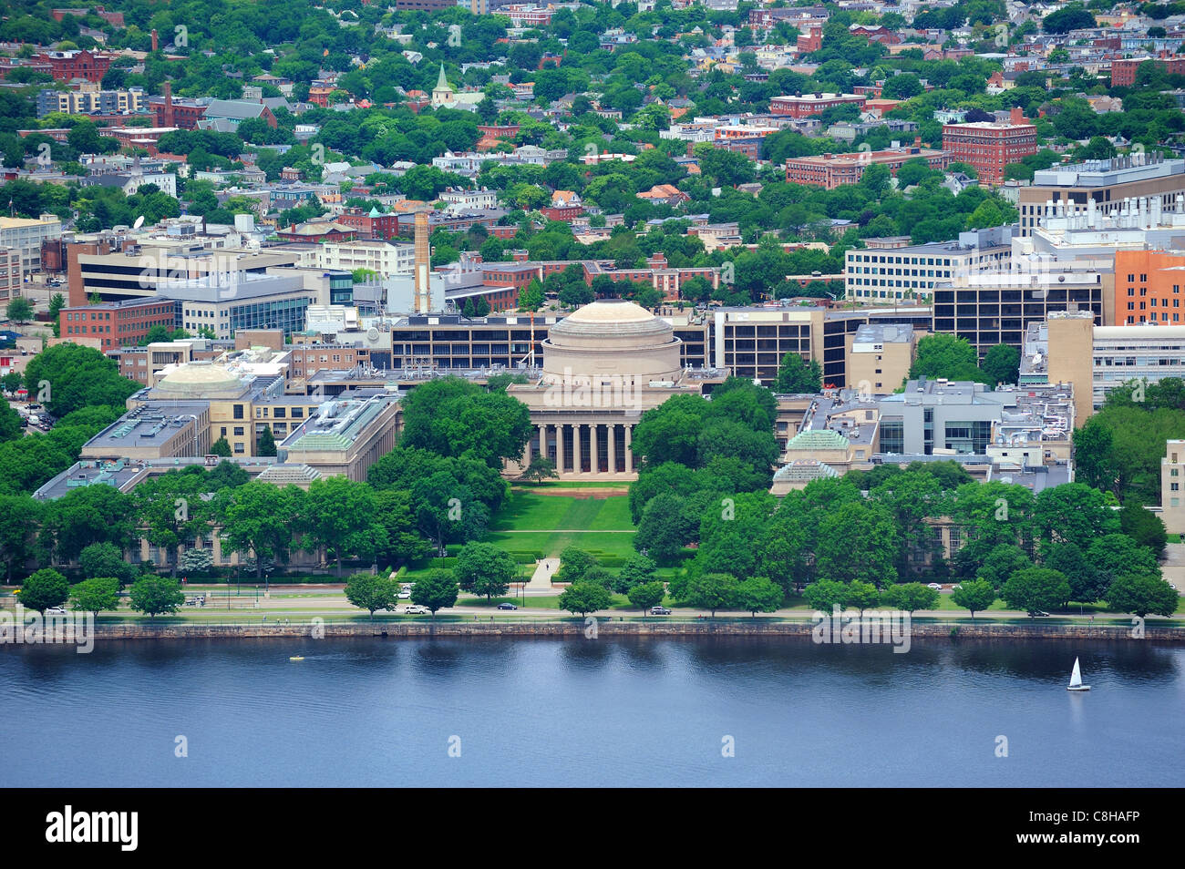 Boston Massachusetts Institute of Technology campus with trees and lawn