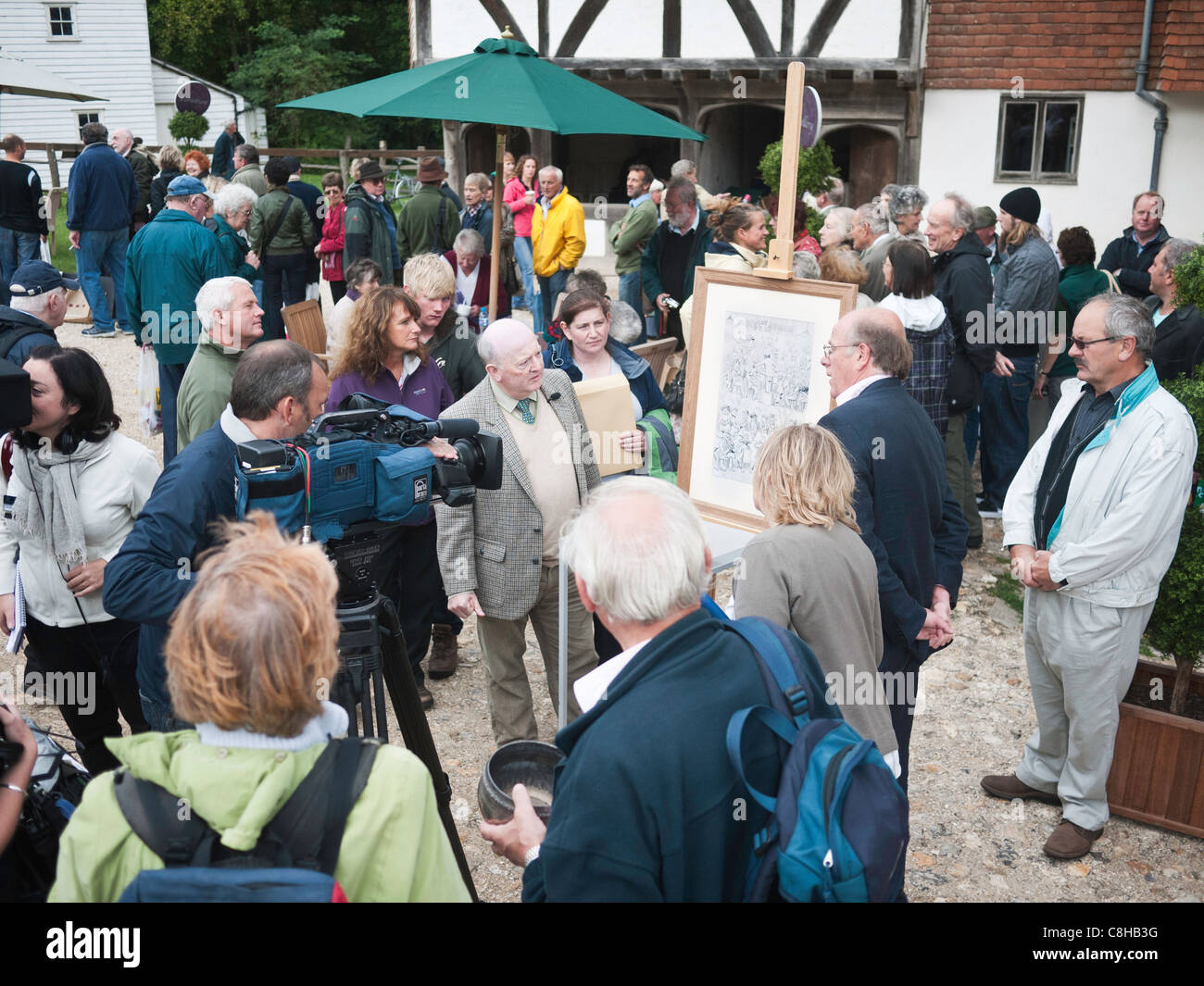 Filming the BBC television program The Antique Roadshow at the Weald and Downland open air museum,Chichester West sussex UK Stock Photo