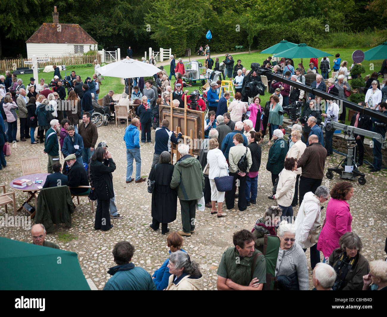 Filming the BBC television program The Antique Roadshow at the Weald and Downland open air museum,Chichester West sussex UK Stock Photo