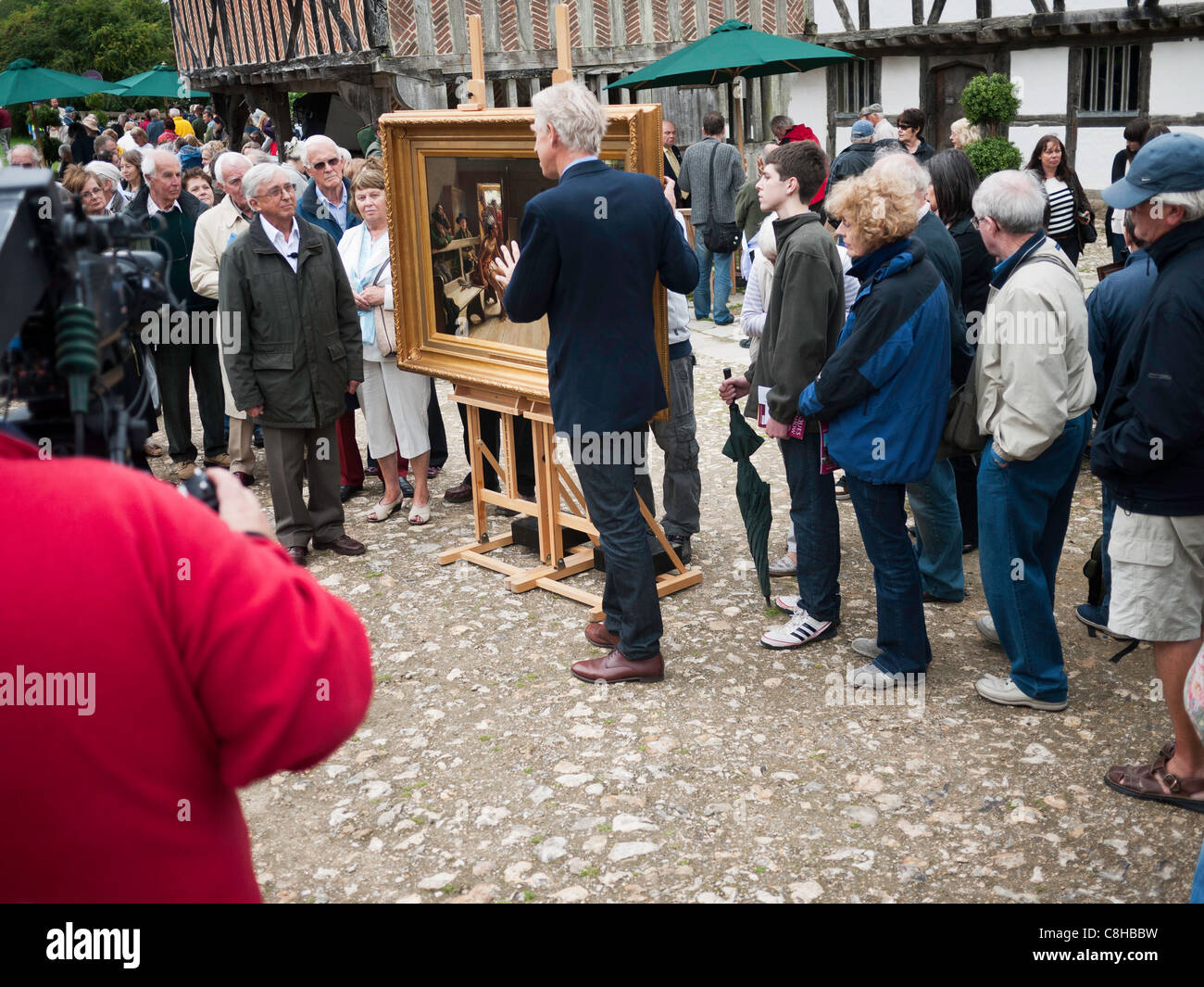 Filming the BBC television program The Antique Roadshow at the Singleton open air museum,Chichester West sussex UK Stock Photo