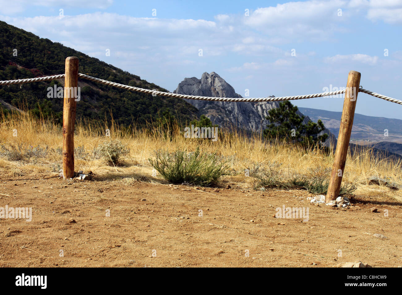 enclosure on mountain observation point Stock Photo