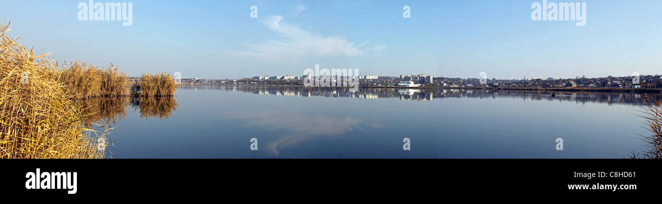 panoramic view on river Ingul and Nikolaev (Ukraine) Stock Photo