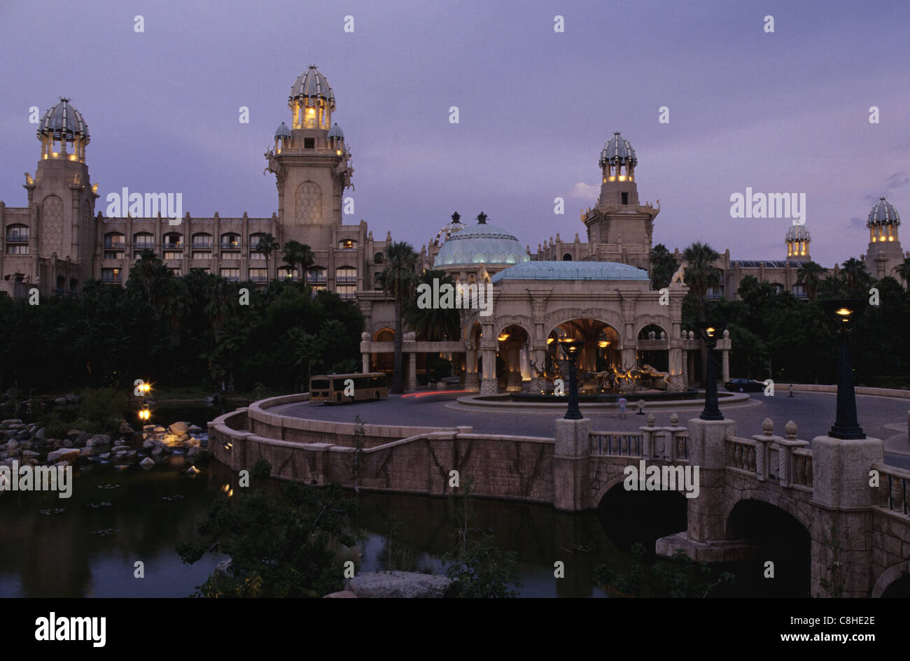 Palace, Lost City, Sun City, South-Africa, Africa, evening Stock Photo
