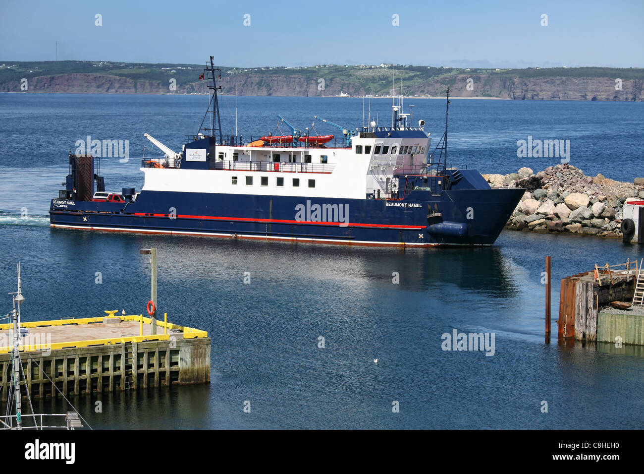 Newfoundland car ferry traveling from Belle Island to the mainland of