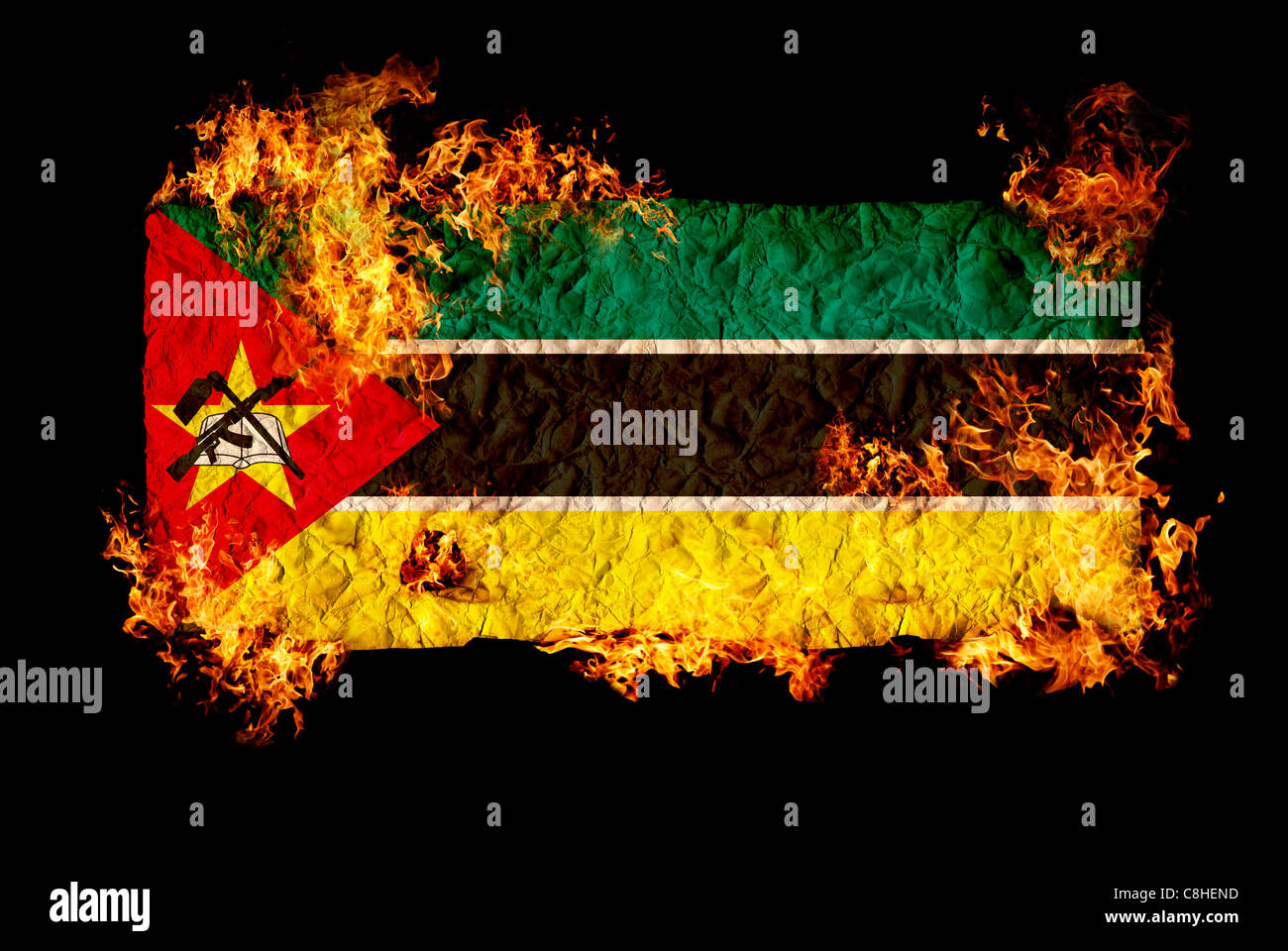 National symbols and flag of Mozambique Stock Photo