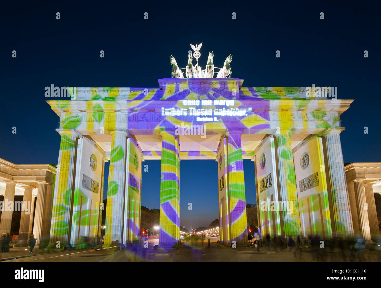 Brandenburg Gate illuminated during Festival of Lights in Berlin Germany 2011 Stock Photo