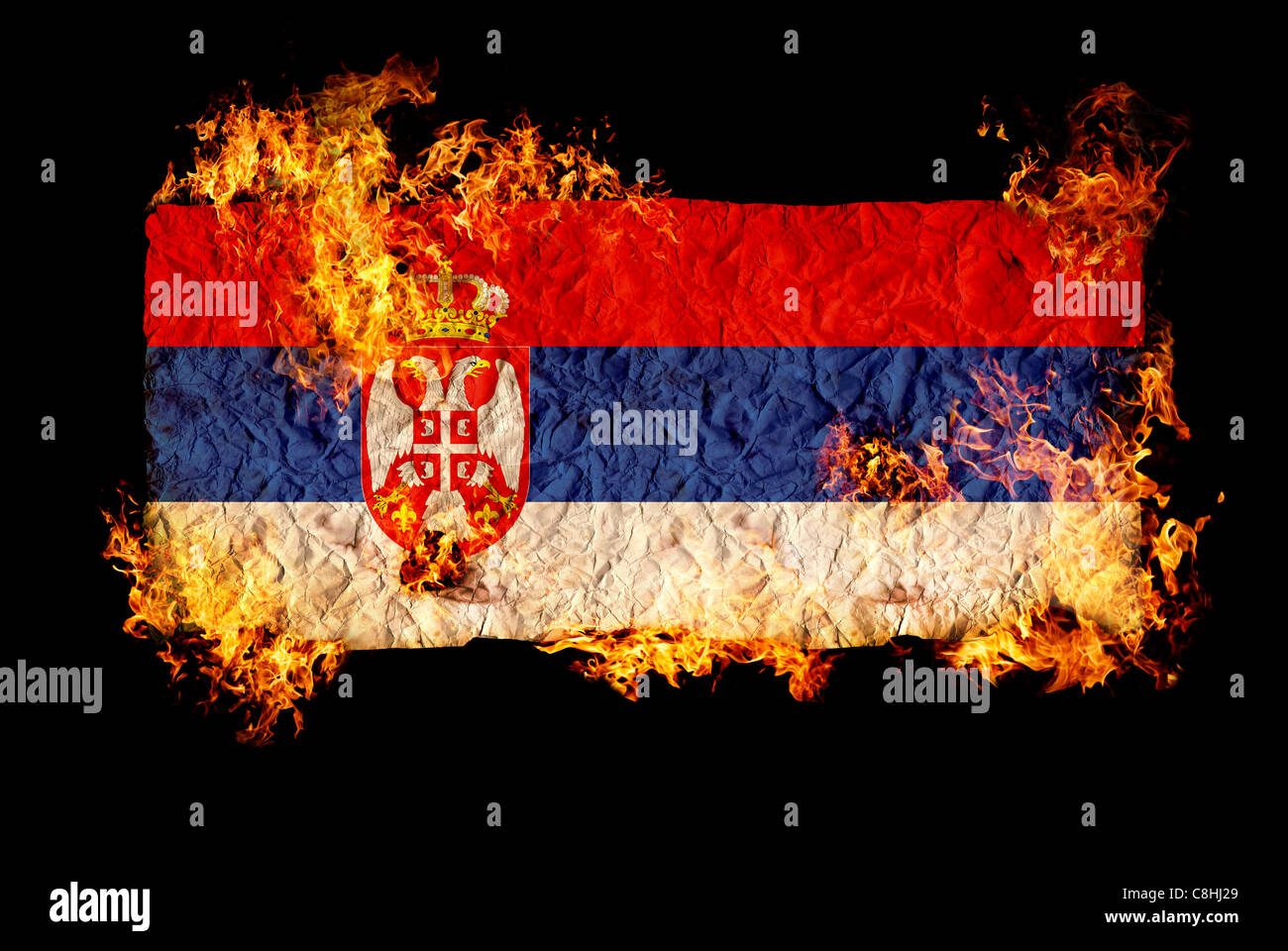 National symbols and flag of Serbia Stock Photo - Alamy