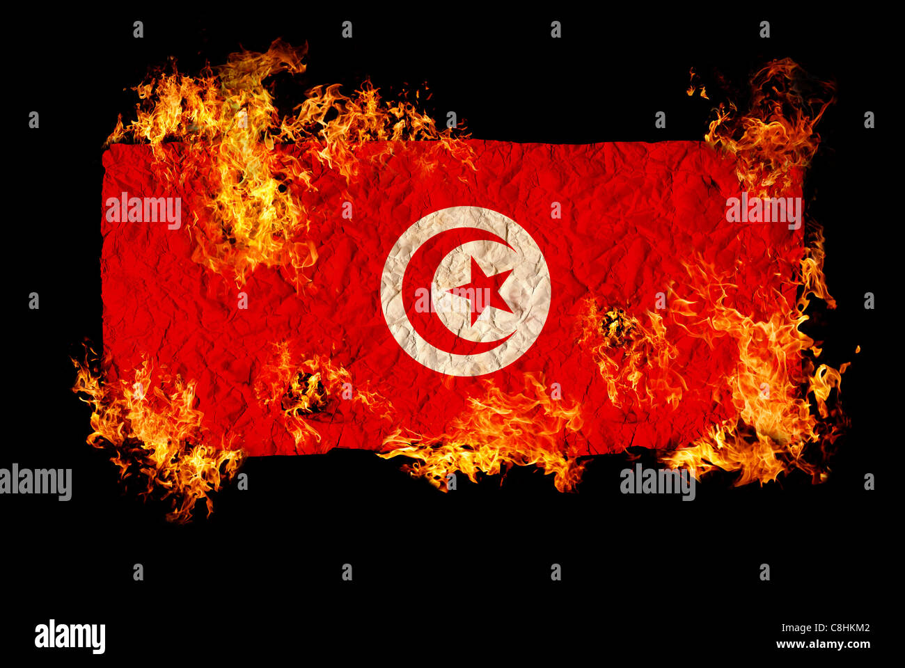 National symbols and flag of Tunisia Stock Photo
