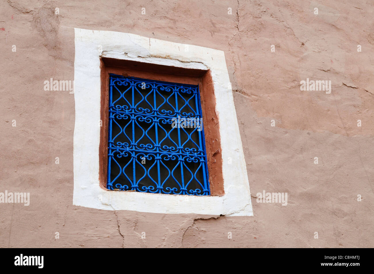 Window in the Village of Adai, near Tafraoute, Souss-Massa-Draa Region, Morocco Stock Photo