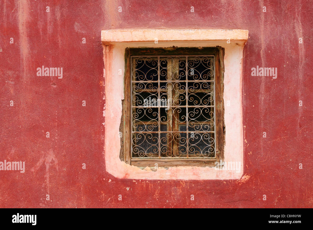 Window in the Village of Adai near Tafraoute, Souss-Massa-Draa Region, Morocco Stock Photo