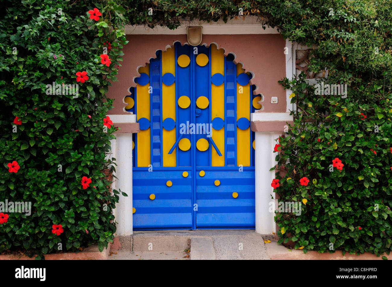 A Door in the Village of Adai near Tafraoute, Souss-Massa-Draa Region, Morocco Stock Photo