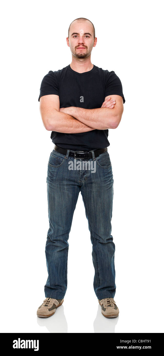 young standing man crossed arms Stock Photo Alamy