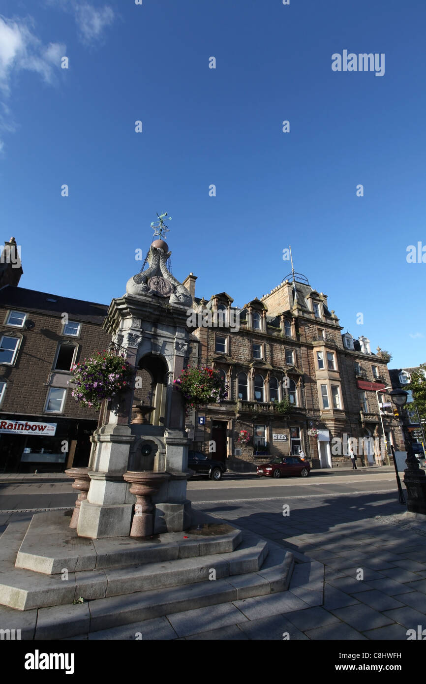 The town centre of Crieff in Perthshire, Scotland, UK Stock Photo