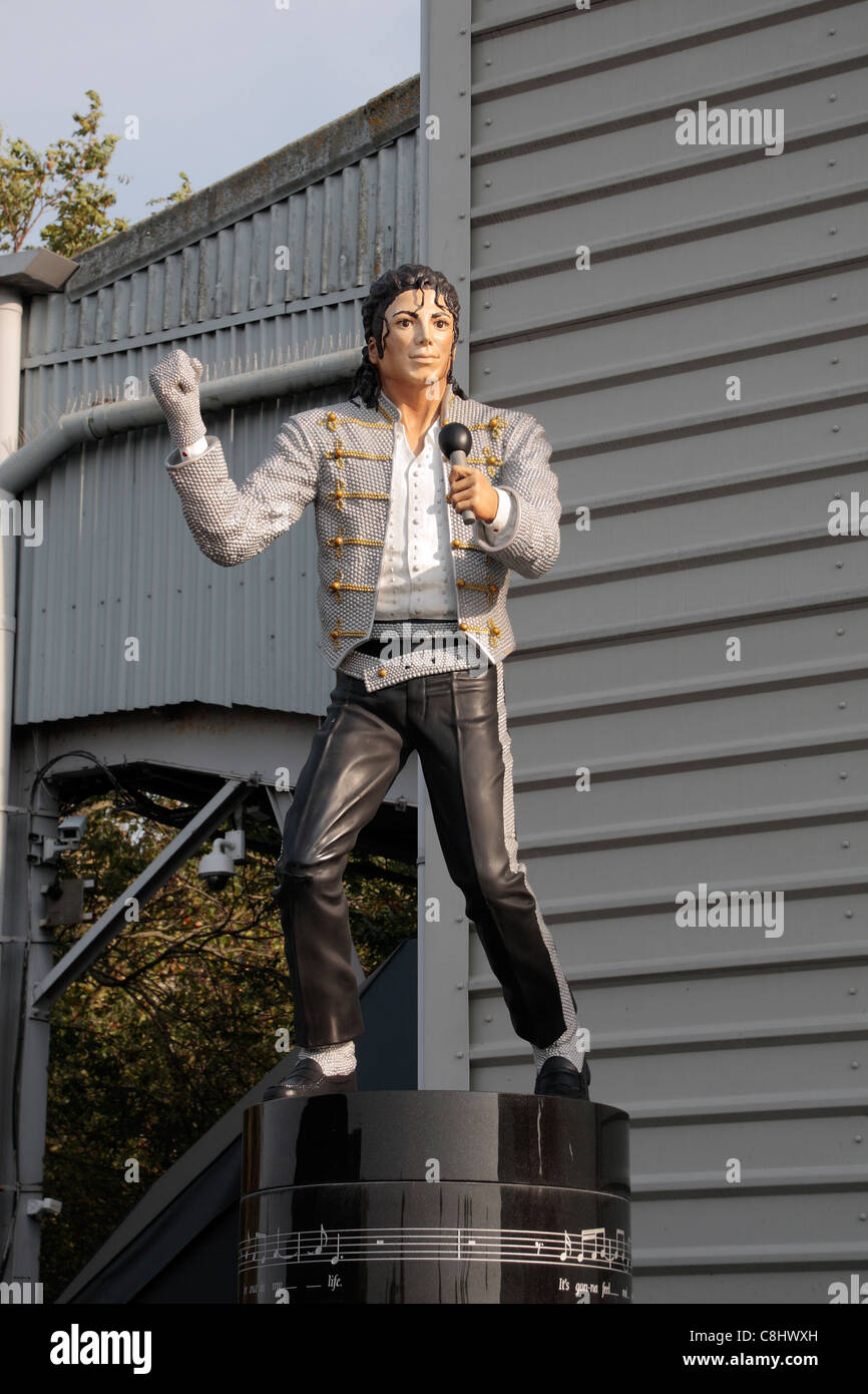 The Michael Jackson Fulham Statue inside Craven Cottage, the home of Fulham Football Club, London, UK. Stock Photo