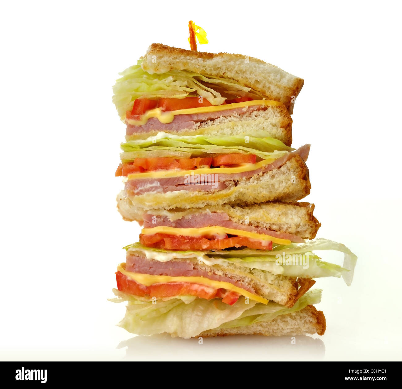 Turkey Or Ham Club Sandwich And French Fries Stock Photo Alamy