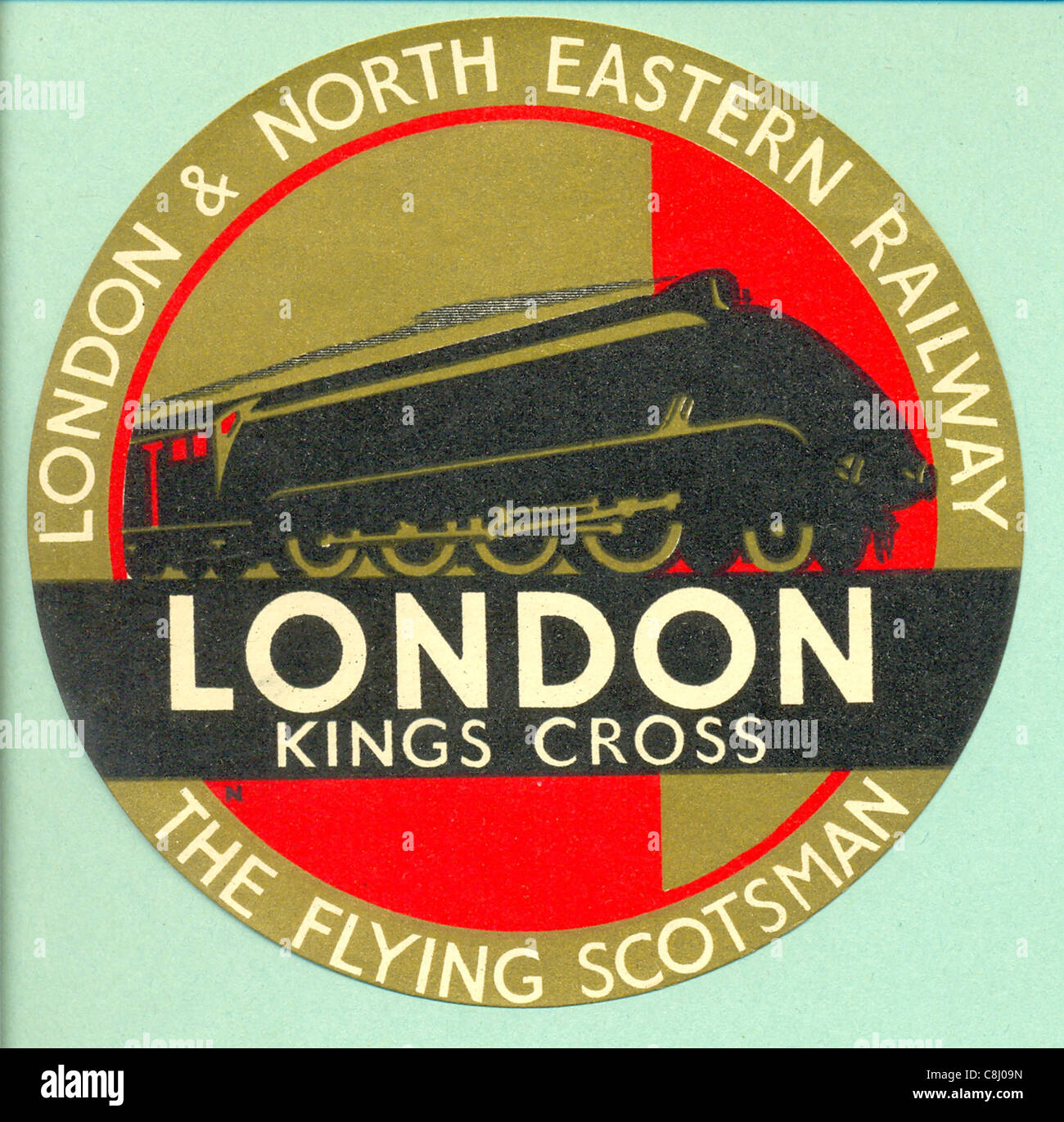 Luggage label for The Flying Scotsman Stock Photo