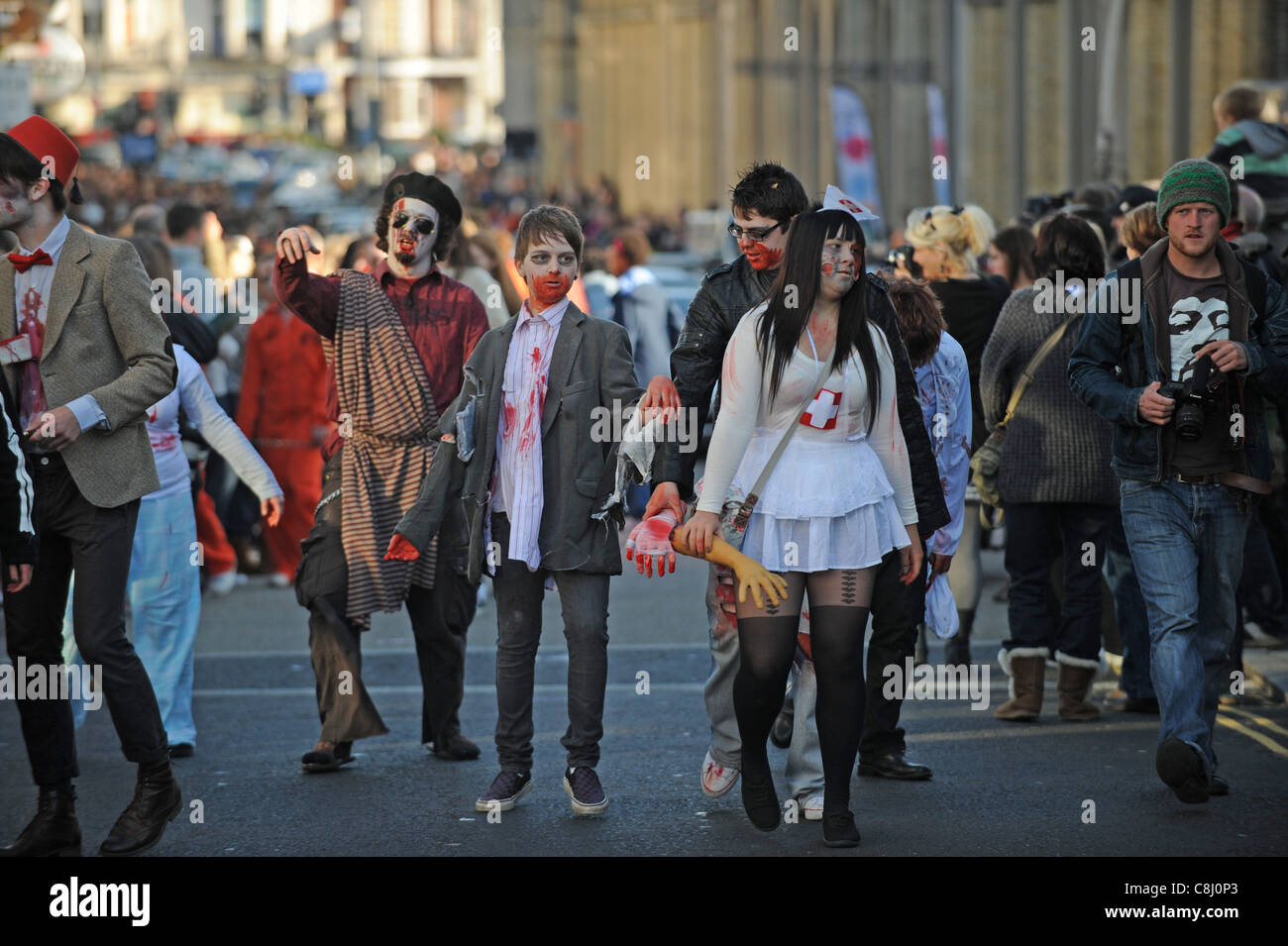 The Beach of the Dead Zombie Walk which took place in Brighton city centre UK Stock Photo
