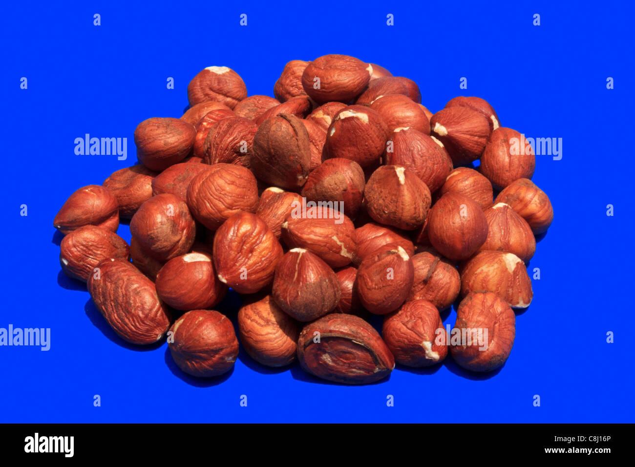 cobnut, filberts, hazelnuts, health, healthy, nutrition, nuts, shelled, food Stock Photo